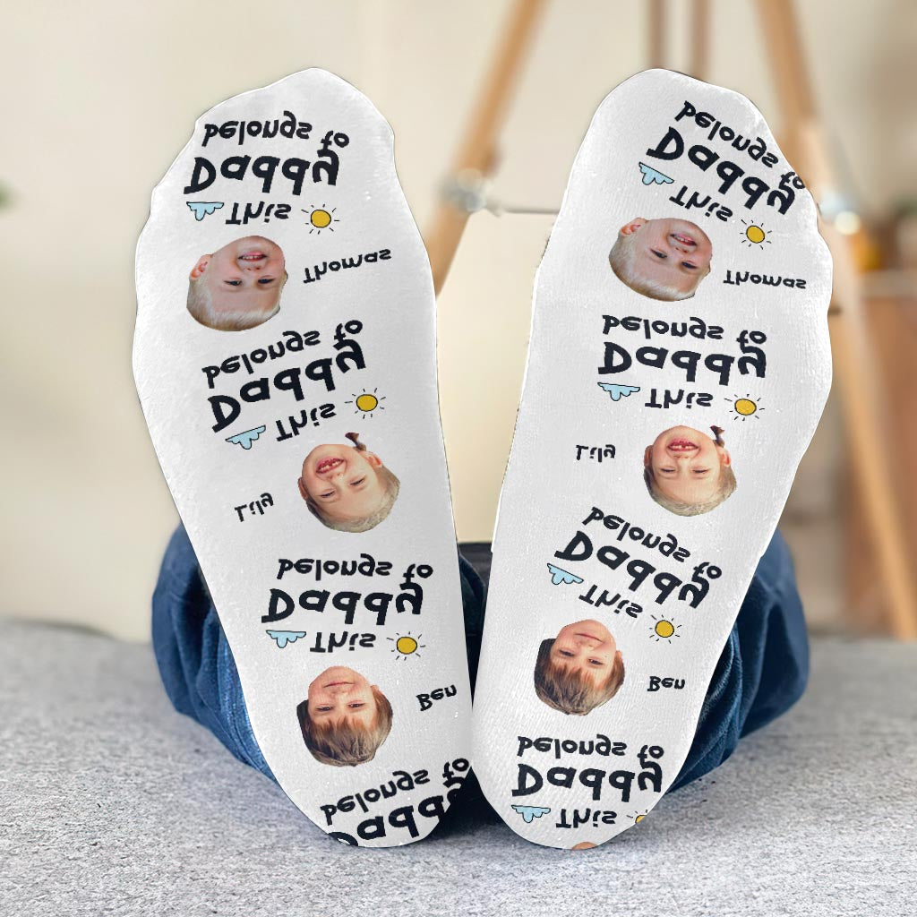 Ce papa appartient à - Cadeau pour papa, grand-père, maman, oncle, tante, grand-mère - Chaussettes personnalisées
