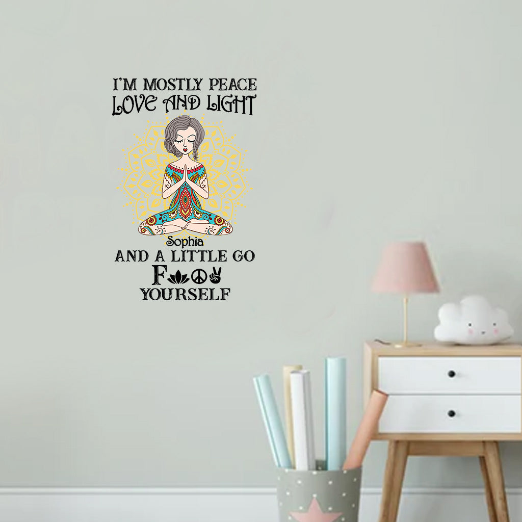 I’m Mostly Peace Love And Light - Personalized Yoga Decal Full