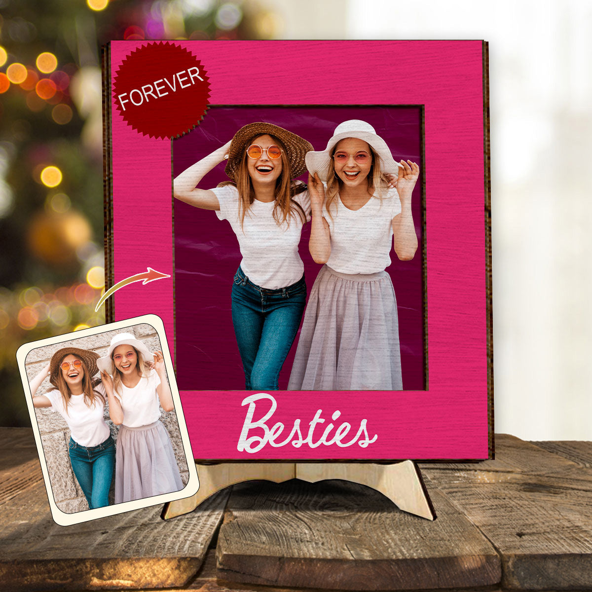 Meilleures amies pour toujours - Plaque en bois personnalisée à 2 couches