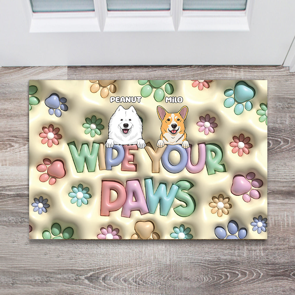 Tapis de porte personnalisé pour chien « Essuyez vos pattes »