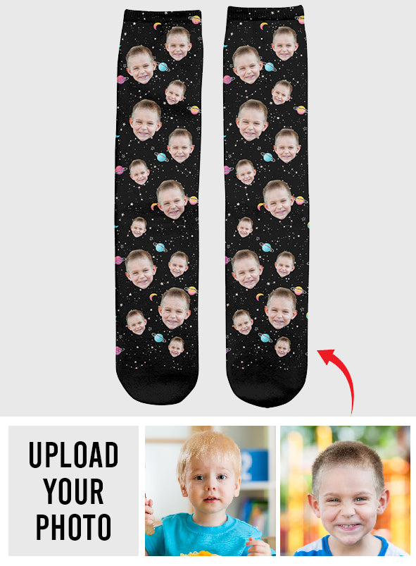 Chaussettes personnalisées pour enfants - Face Galaxy