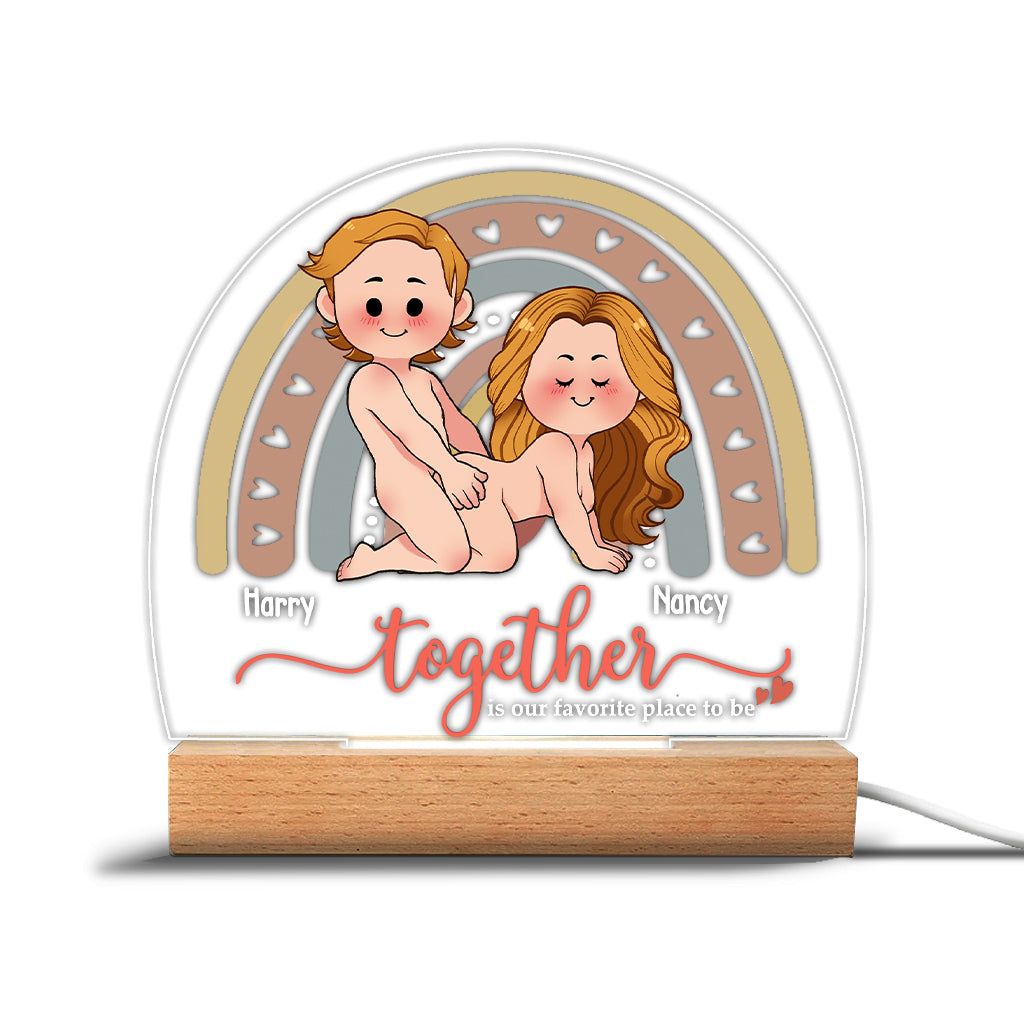 Together Is Our Favorite Place To Be - Personalized Couple Shaped Plaque Light Base