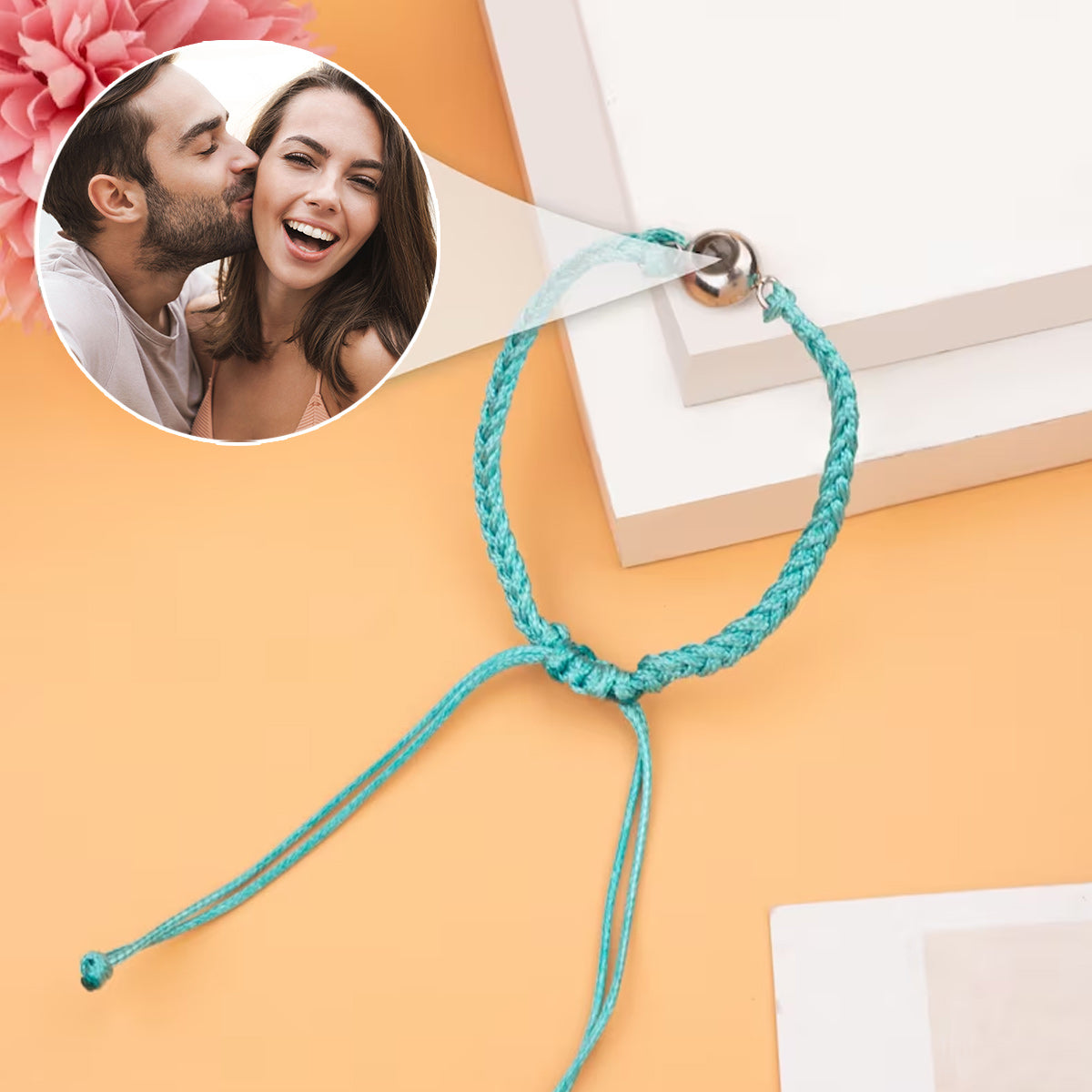 Breloque à projection photo personnalisée Tournesol - cadeau pour ceux qui ont perdu un être cher - Bracelet à projection personnalisé