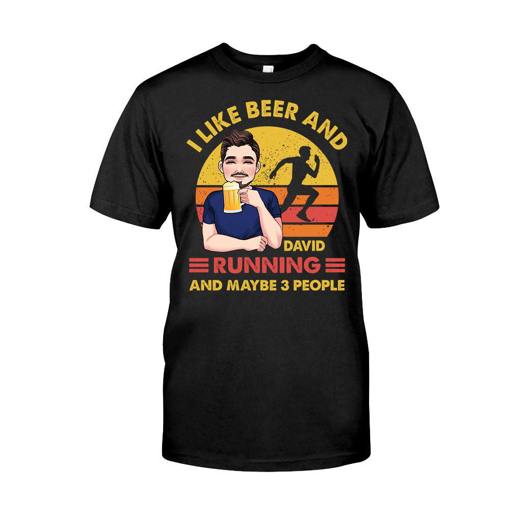 J'aime la bière et la course à pied - T-shirt et sweat à capuche de course personnalisés