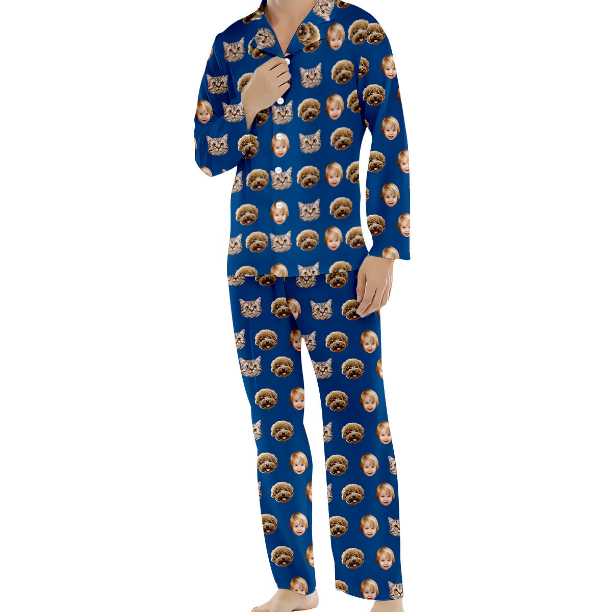 Pyjamas photo personnalisés pour Noël - Pyjamas boutonnés personnalisés pour toute la famille