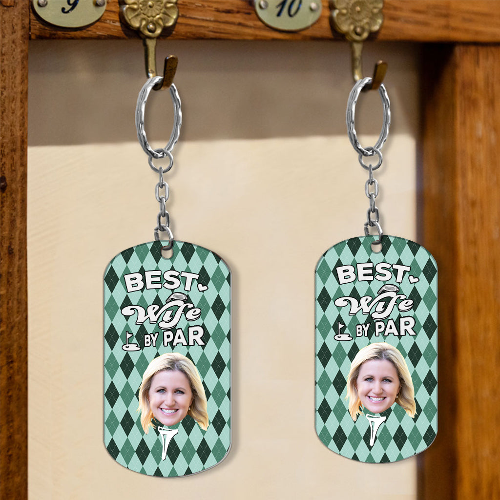 Best Dad By Par - Golf gift for dad, him, boyfriend, husband, grandpa - Personalized Stainless Steel Keychain