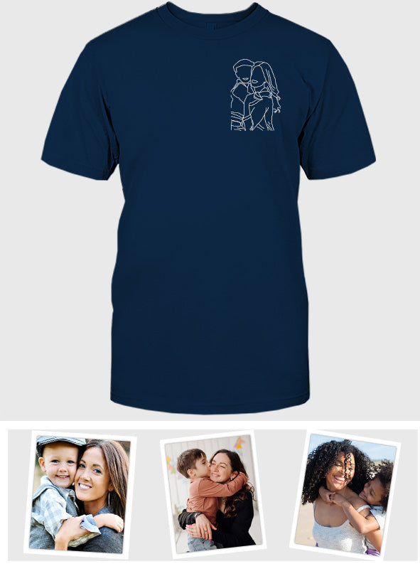 T-shirt brodé personnalisé « Tante » avec motif au trait