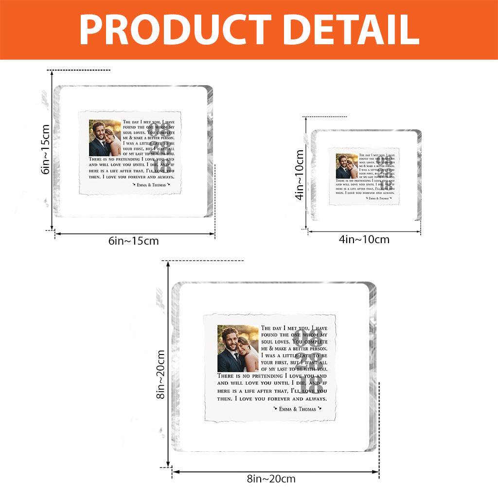 Je t'aime - Plaque acrylique personnalisée pour couple, forme sur mesure