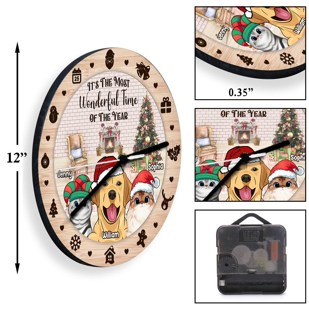 La plus belle période de l'année - Horloge murale chat personnalisée