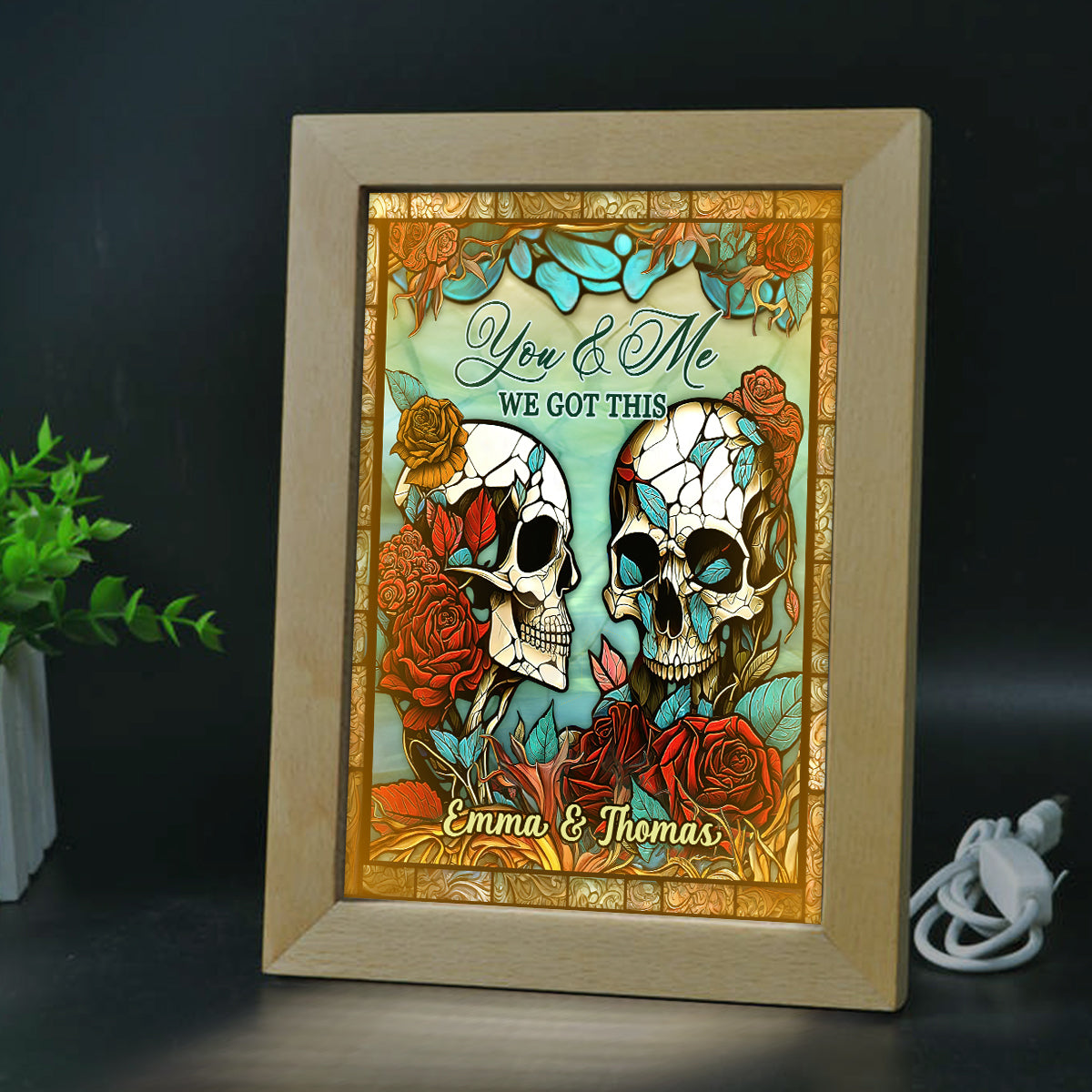 You & Me We Got You - Personalized Couple Light Photo Frame