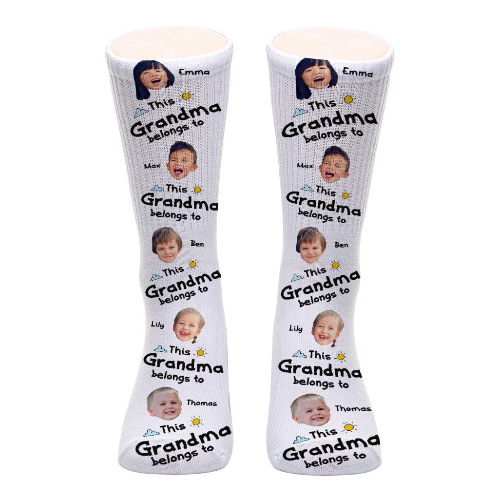 Ce papa appartient à - Cadeau pour papa, grand-père, maman, oncle, tante, grand-mère - Chaussettes personnalisées