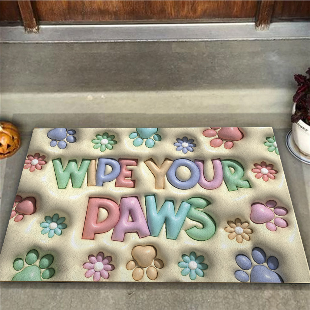 Tapis de porte pour chien « Essuyez vos pattes »