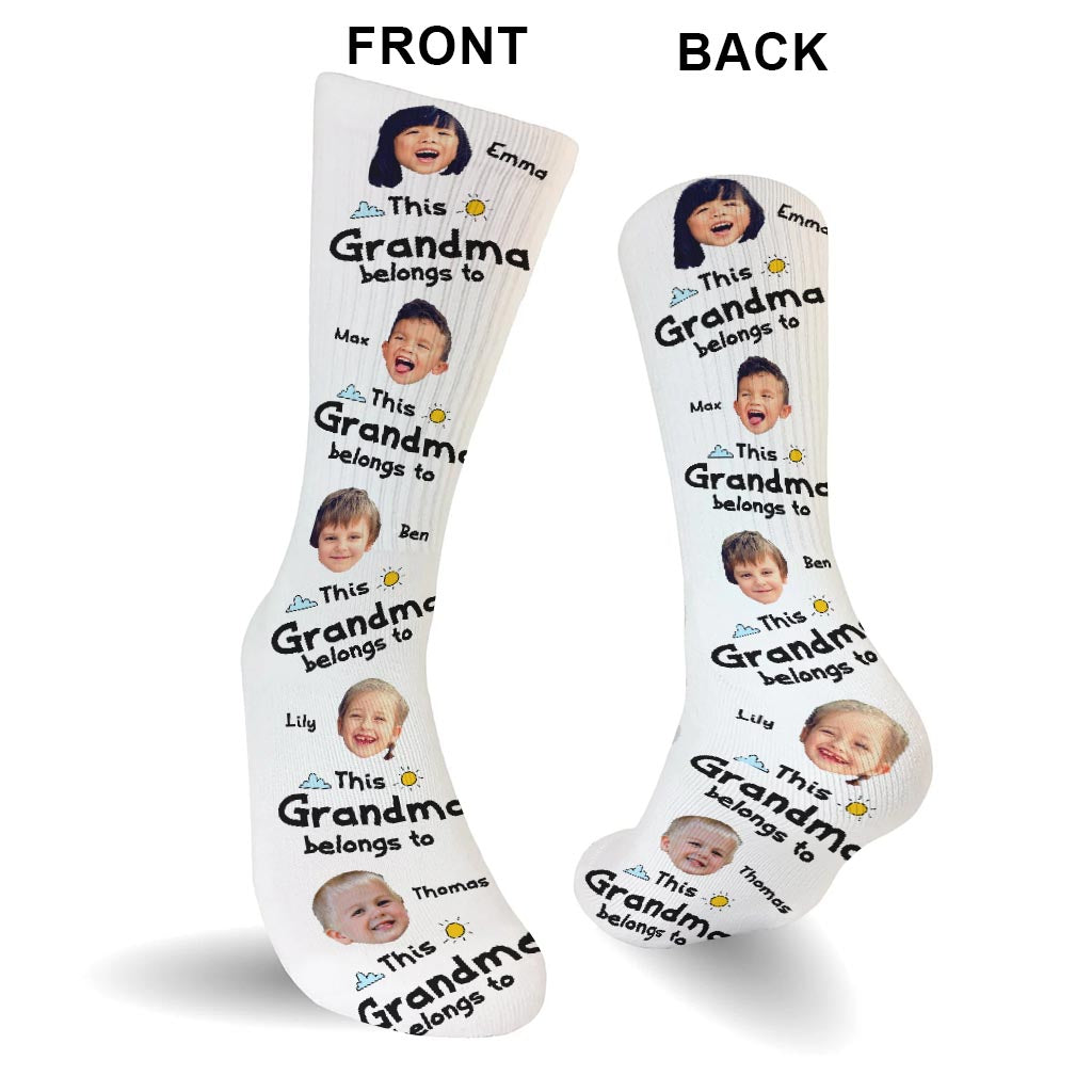 Ce papa appartient à - Cadeau pour papa, grand-père, maman, oncle, tante, grand-mère - Chaussettes personnalisées