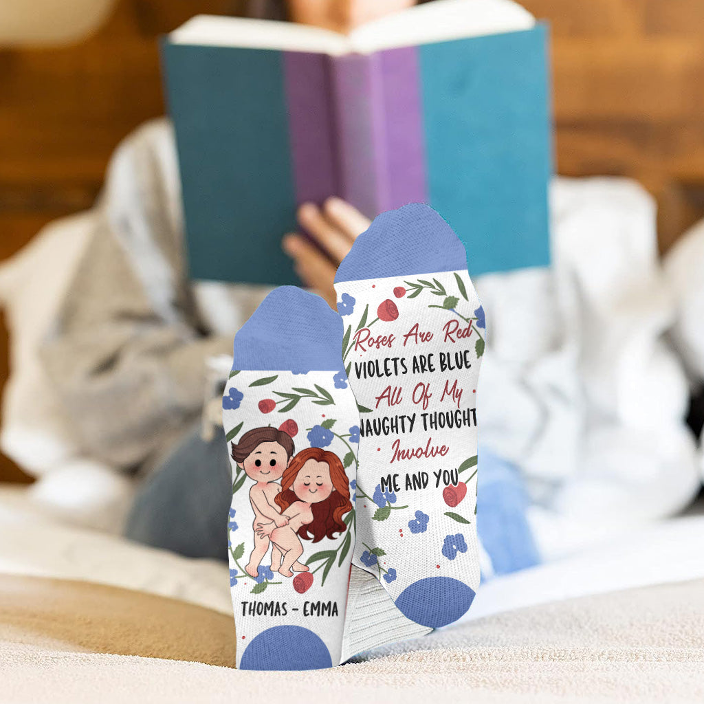 Les roses sont rouges - Chaussettes personnalisées pour couples