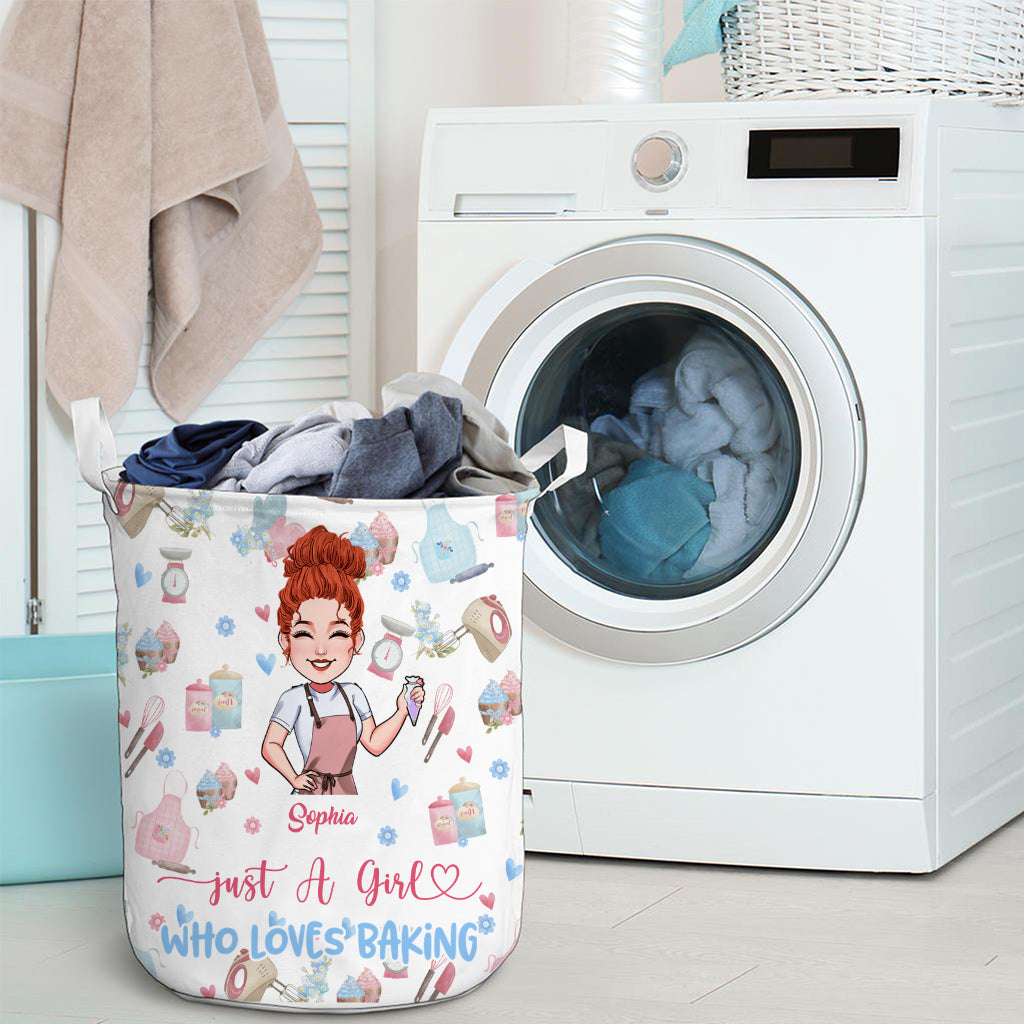 Panier de rangement personnalisé pour pâtisserie « Juste une fille qui adore pâtisser ».