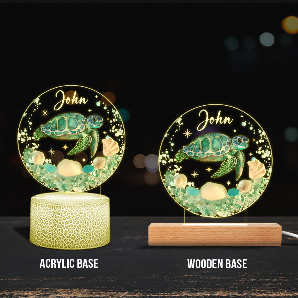 Plaque lumineuse personnalisée en forme de tortue « Love Turtle »