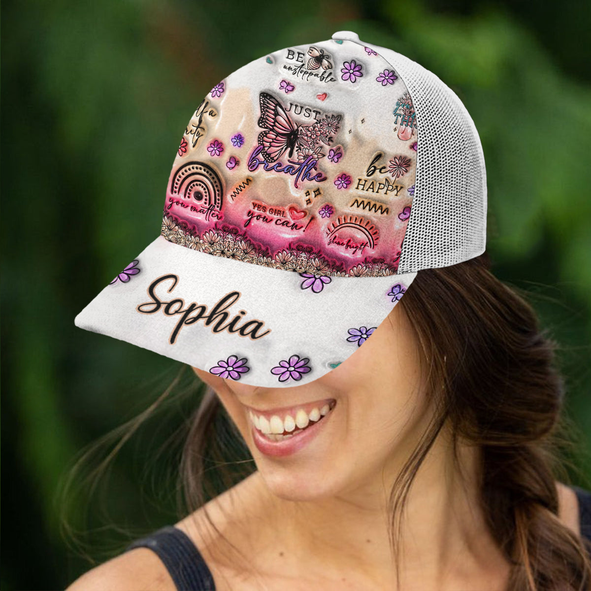 Positive Affirmations Butterfly - Personalized Butterfly Trucker Hat