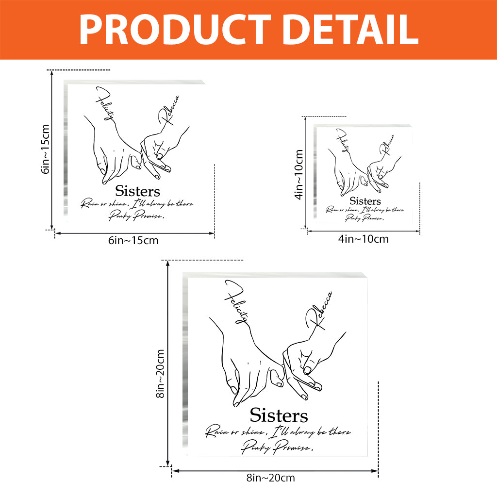 Promesse du petit doigt - Plaque acrylique personnalisée pour sœur, en forme sur mesure