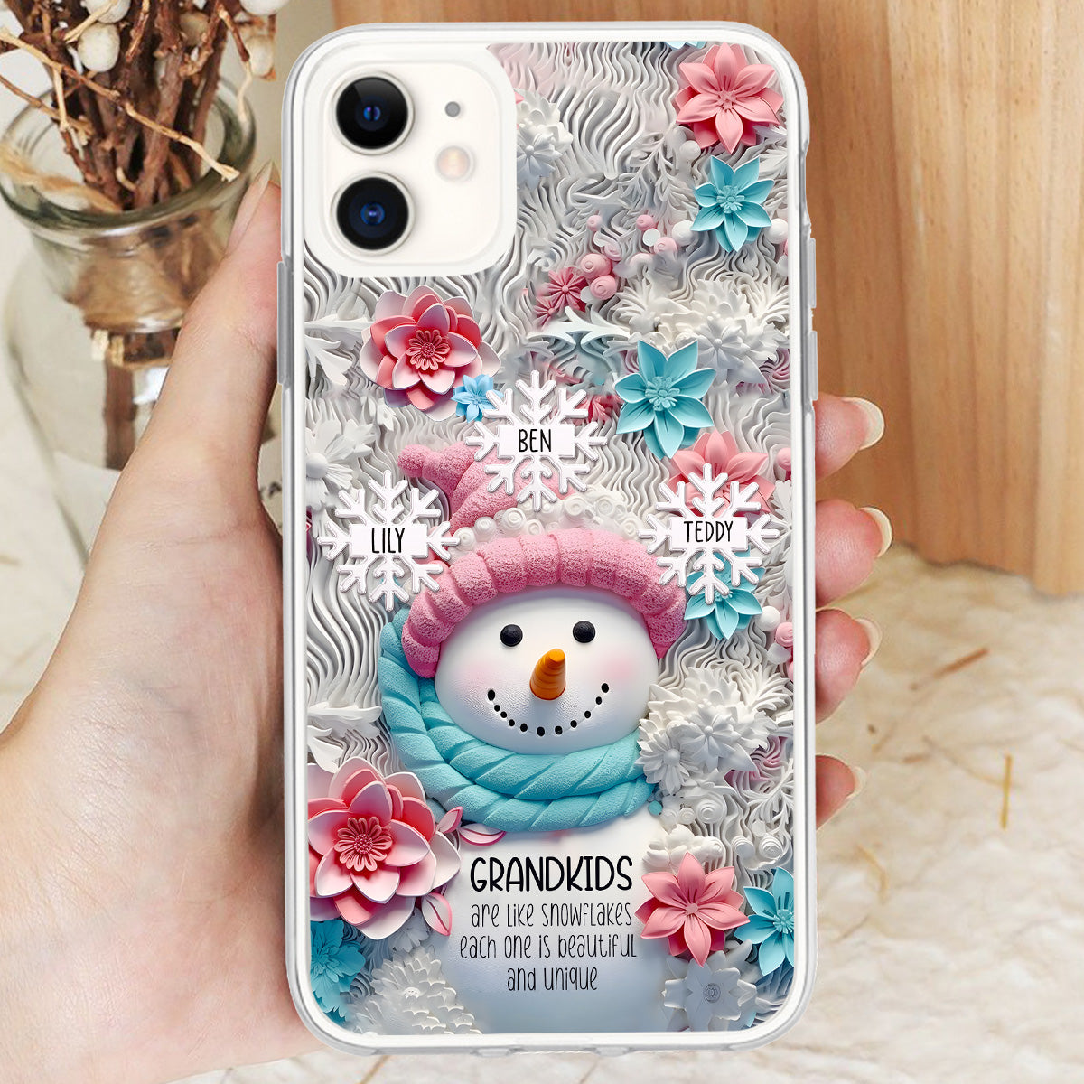 Les petits-enfants sont comme des flocons de neige - Cadeau pour grand-mère - Coque de téléphone personnalisée