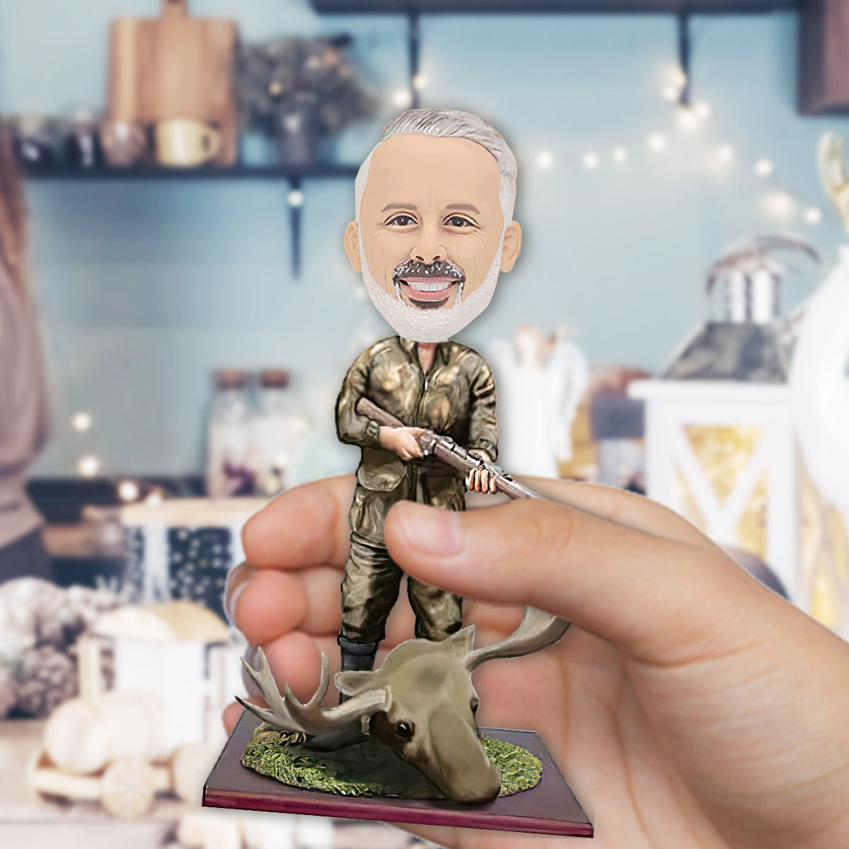 Figurine à tête branlante de chasse - Figurine à tête branlante de pêche personnalisée