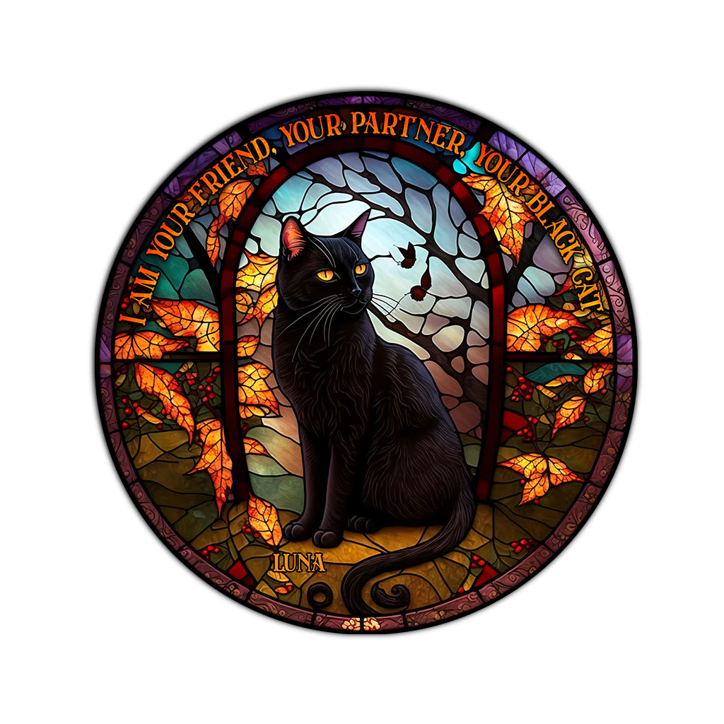 Black Cat - Personalized Black Cat Round Rug