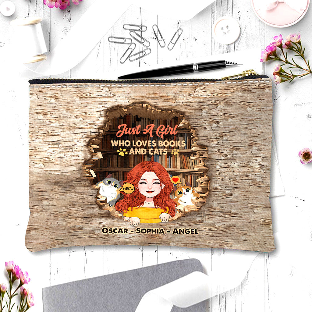 Pochette à livres personnalisée « J’aime les livres et les chats »