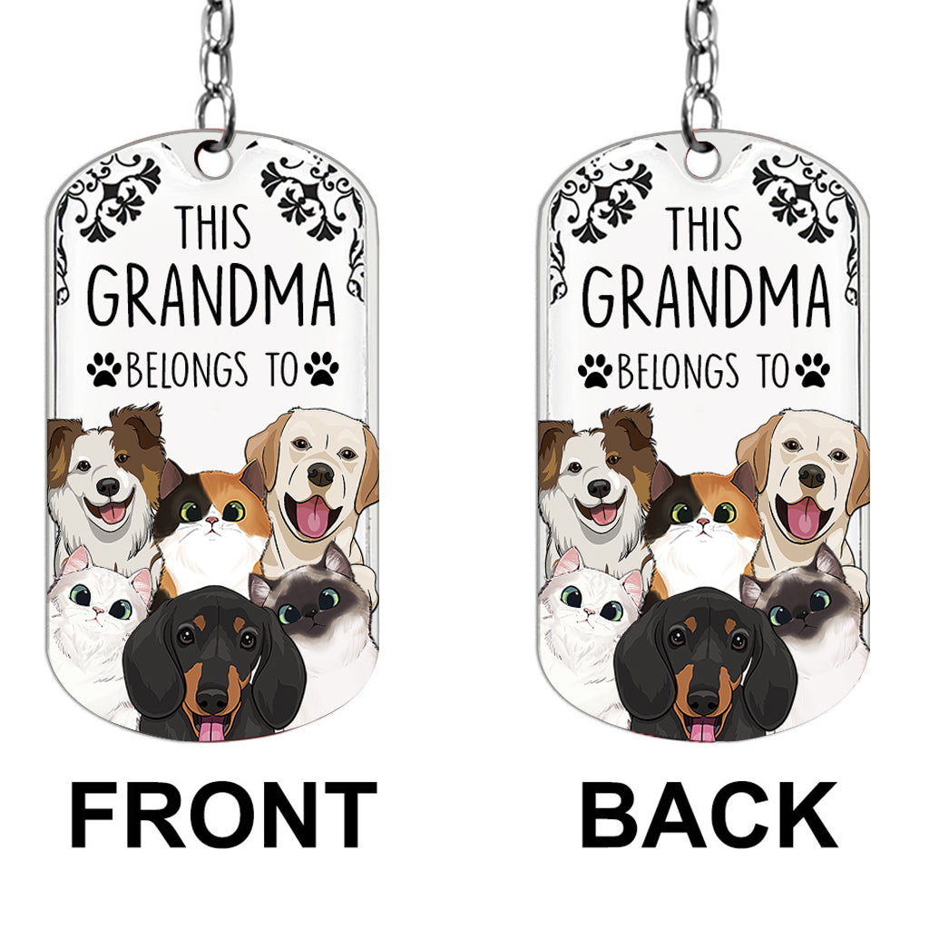 Ce porte-clés « Ce chien appartient à » - Cadeau pour amoureux des chats - Porte-clés personnalisé en acier inoxydable