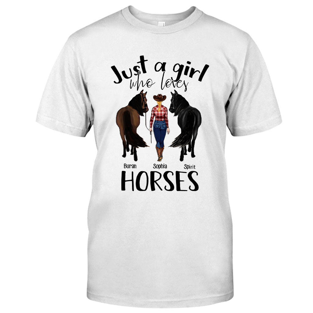 Juste une fille qui aime les chevaux - T-shirt et sweat à capuche personnalisés avec motif cheval