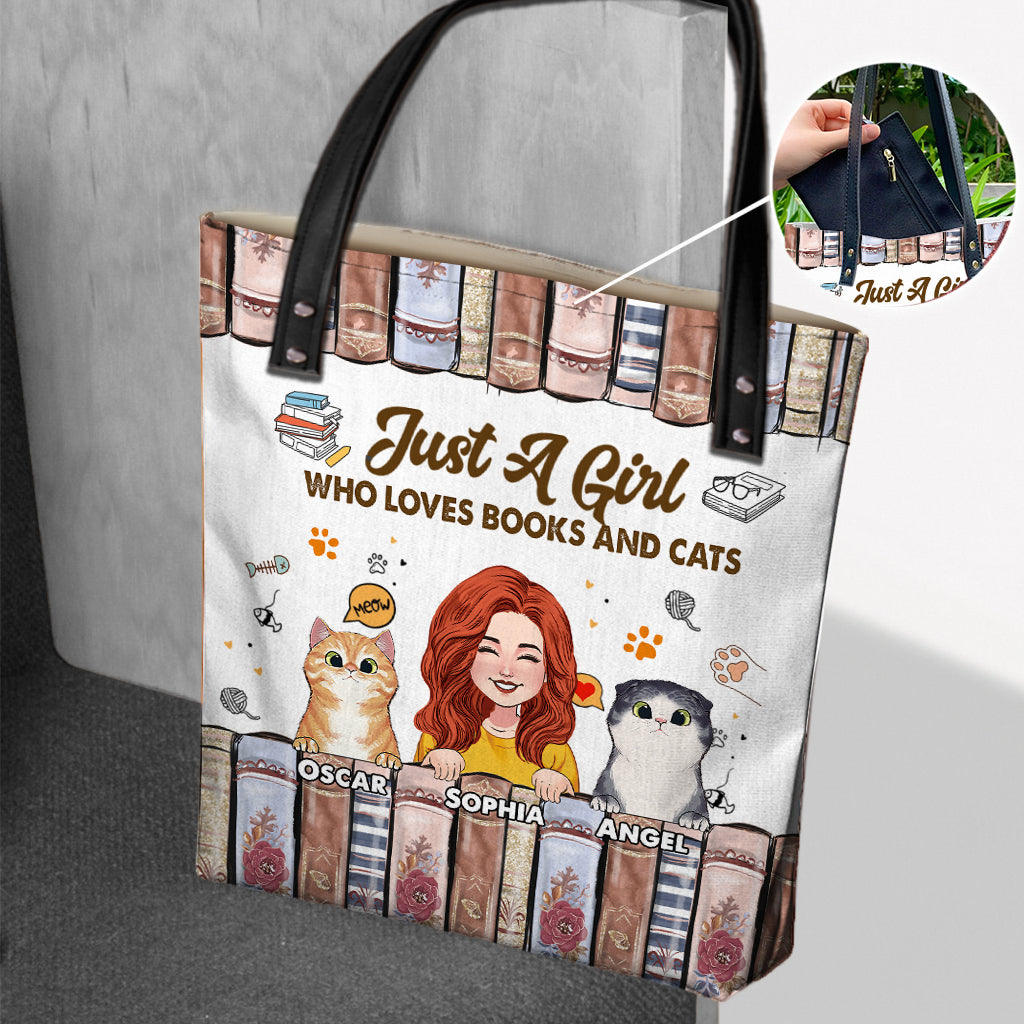 Love Books And Cats - Personalized Book Tote Bag