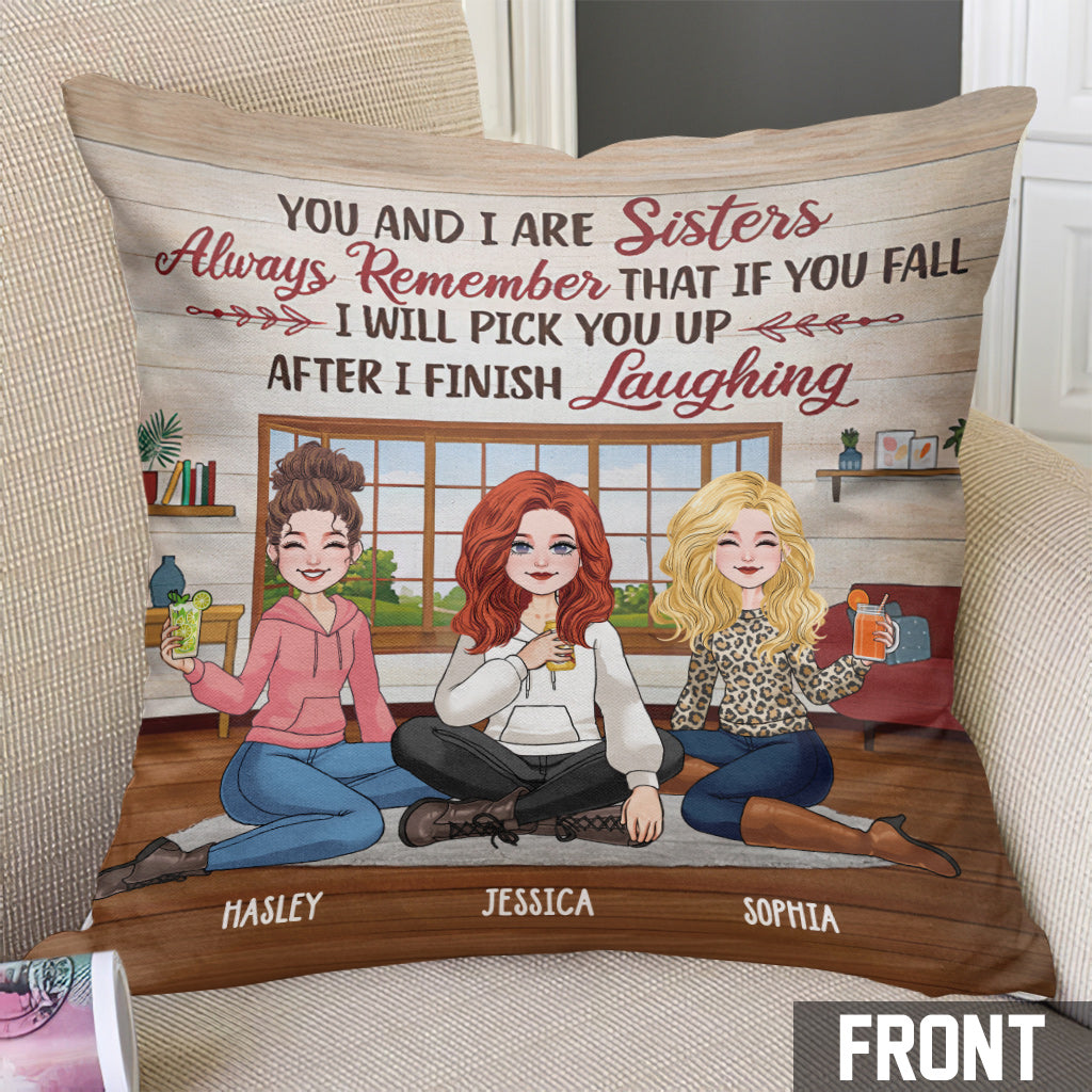 Après avoir fini de rire - Coussin décoratif personnalisé pour meilleure amie