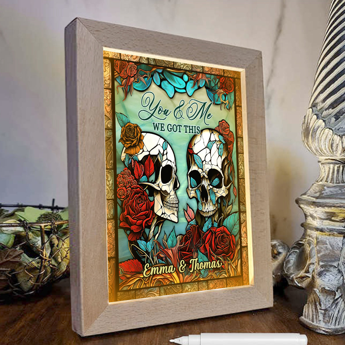 You & Me We Got You - Personalized Couple Light Photo Frame