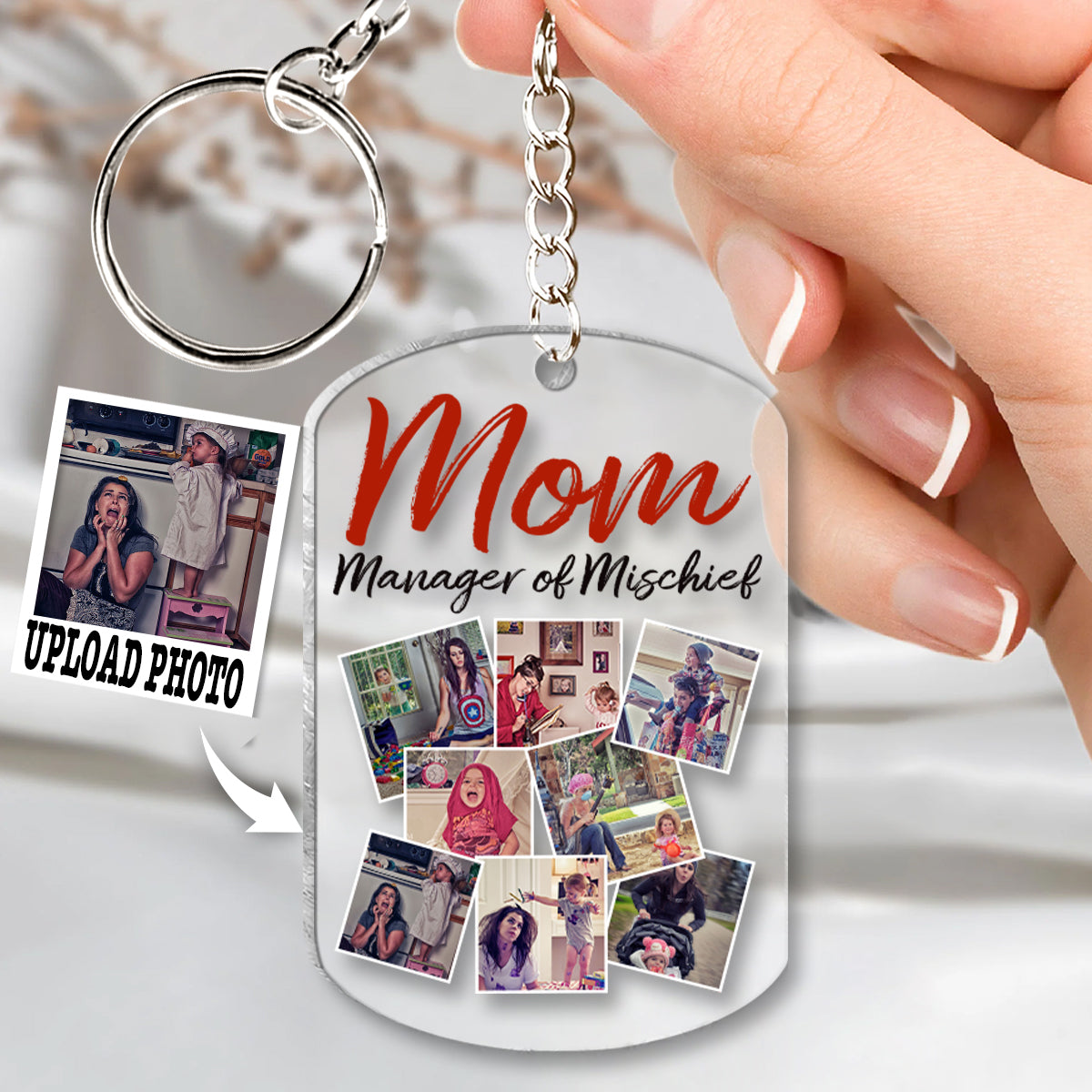 Maman, la reine des bêtises - Porte-clés transparent personnalisé pour maman