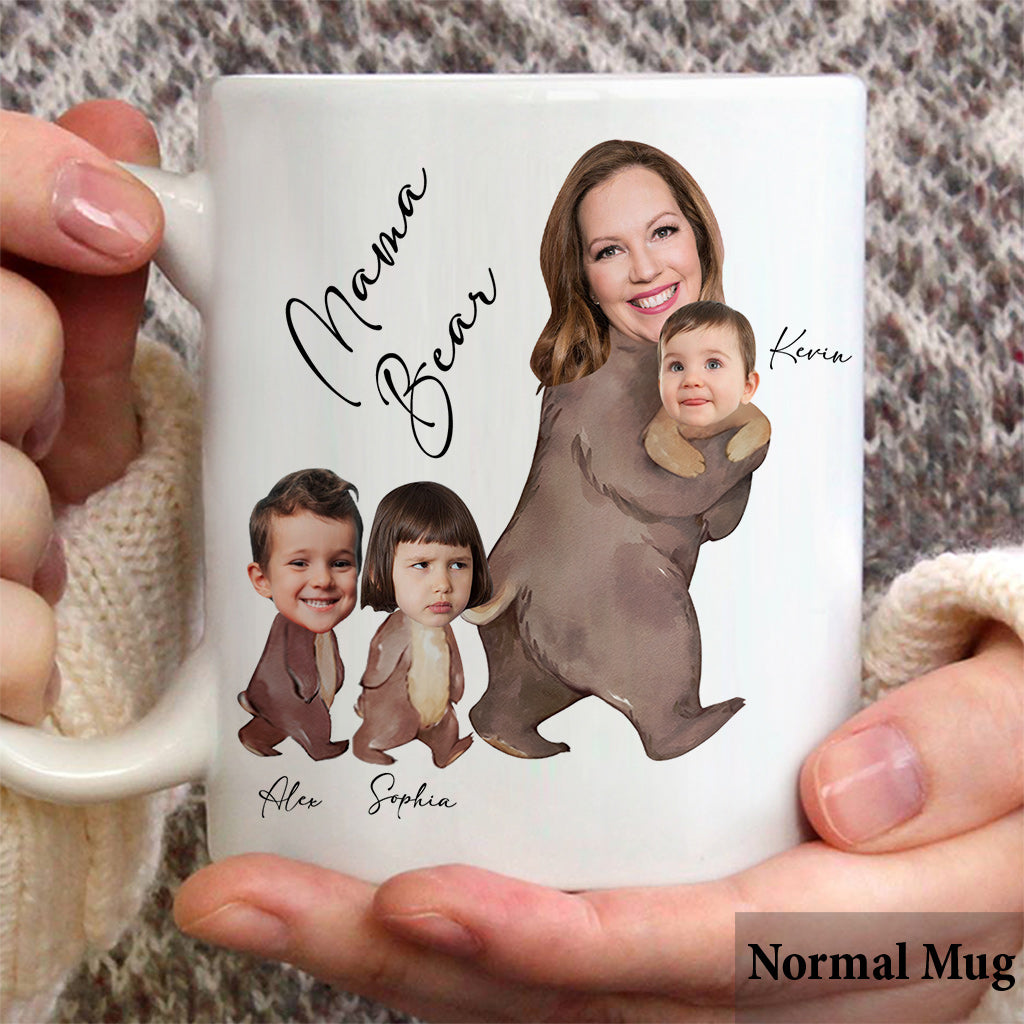 Mug personnalisé « Maman Ours » avec photo aquarelle - Mug personnalisé pour maman