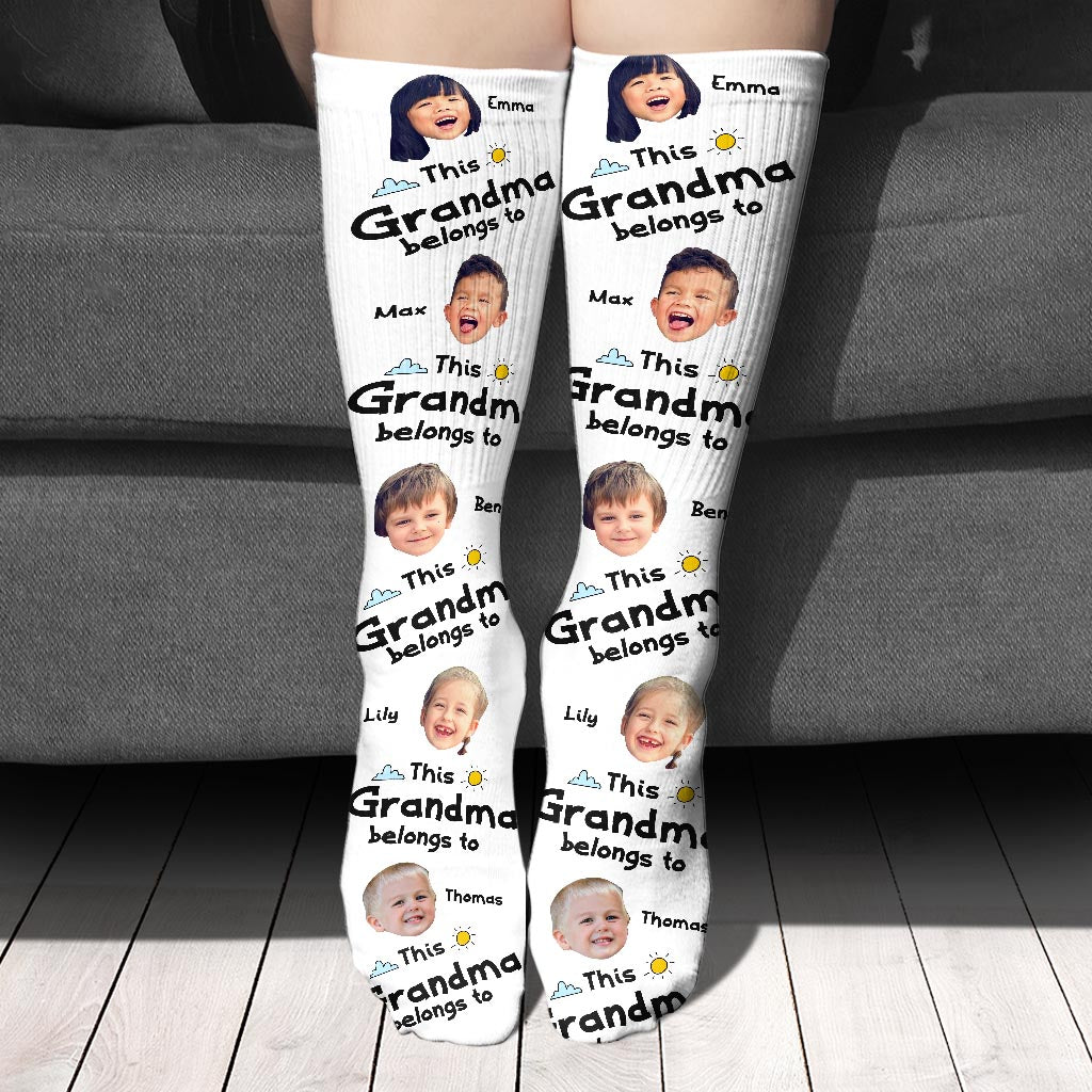 Ce papa appartient à - Cadeau pour papa, grand-père, maman, oncle, tante, grand-mère - Chaussettes personnalisées