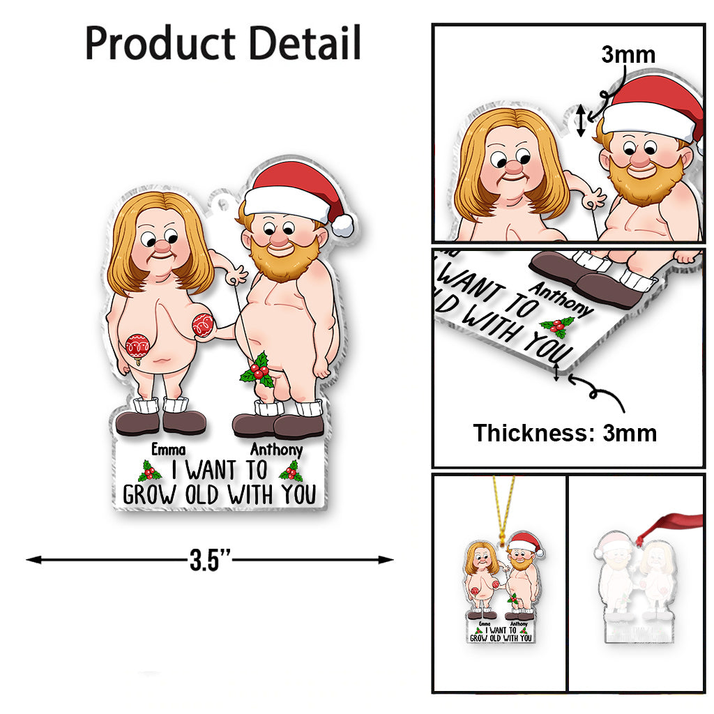 Je veux vieillir avec toi - cadeau pour mari, femme - Ornement transparent personnalisé