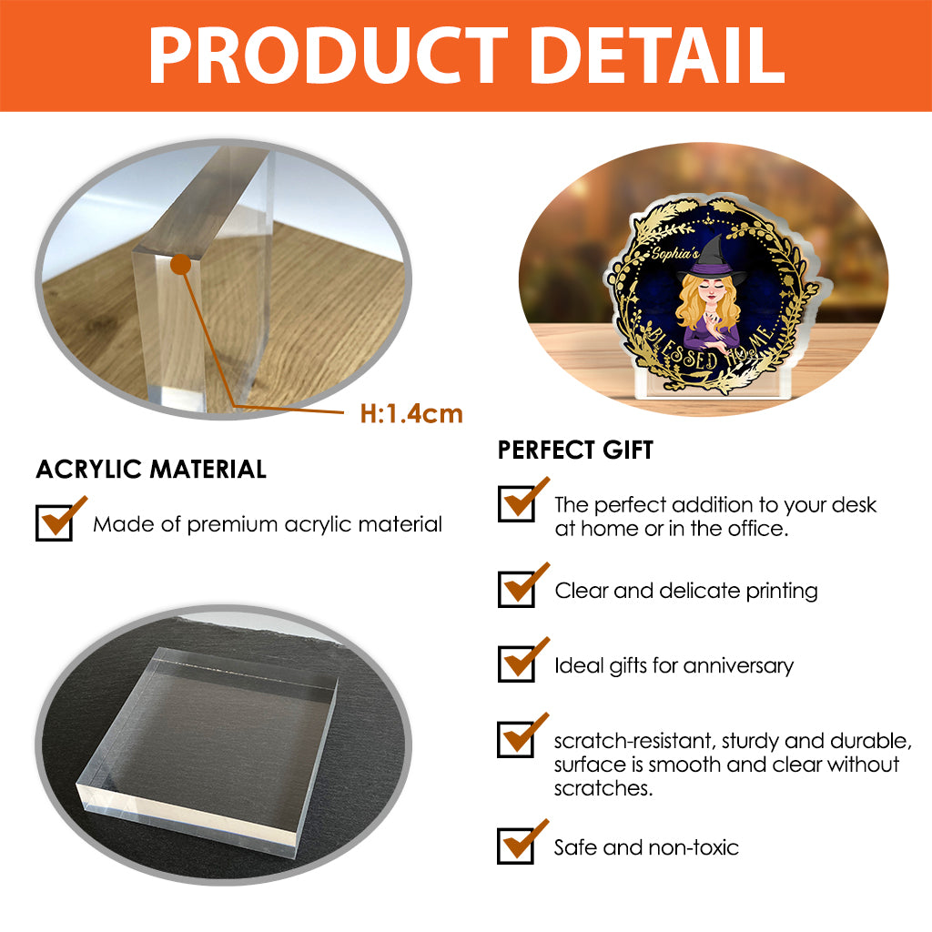 Blessed Home - Personalized Witch Custom Shaped Acrylic Plaque