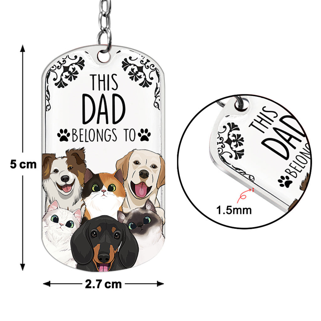 This Human Belongs To - Dog gift for cat lover - Personalized Stainless Steel Keychain