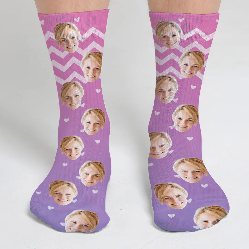 Custom Face Purple Pattern - Personalized Aunt Socks