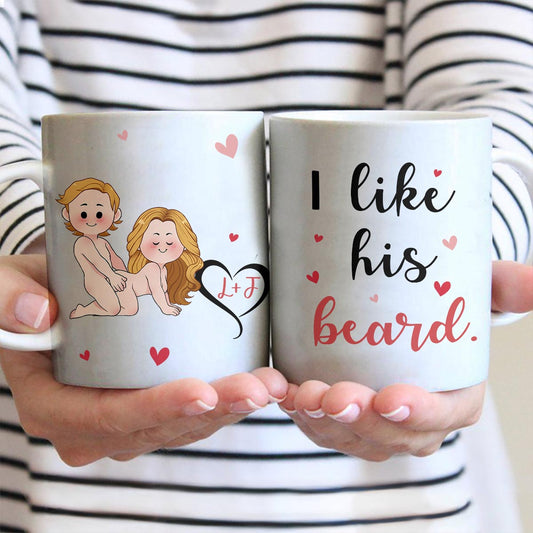 J'aime sa barbe, j'aime ses fesses - Mug personnalisé pour couple