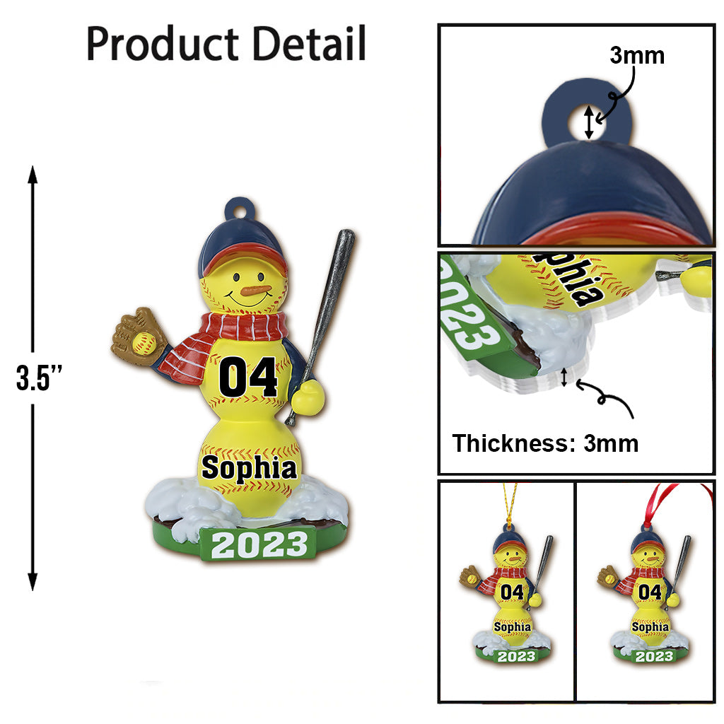 Bonhomme de neige de softball - Ornement de softball personnalisé