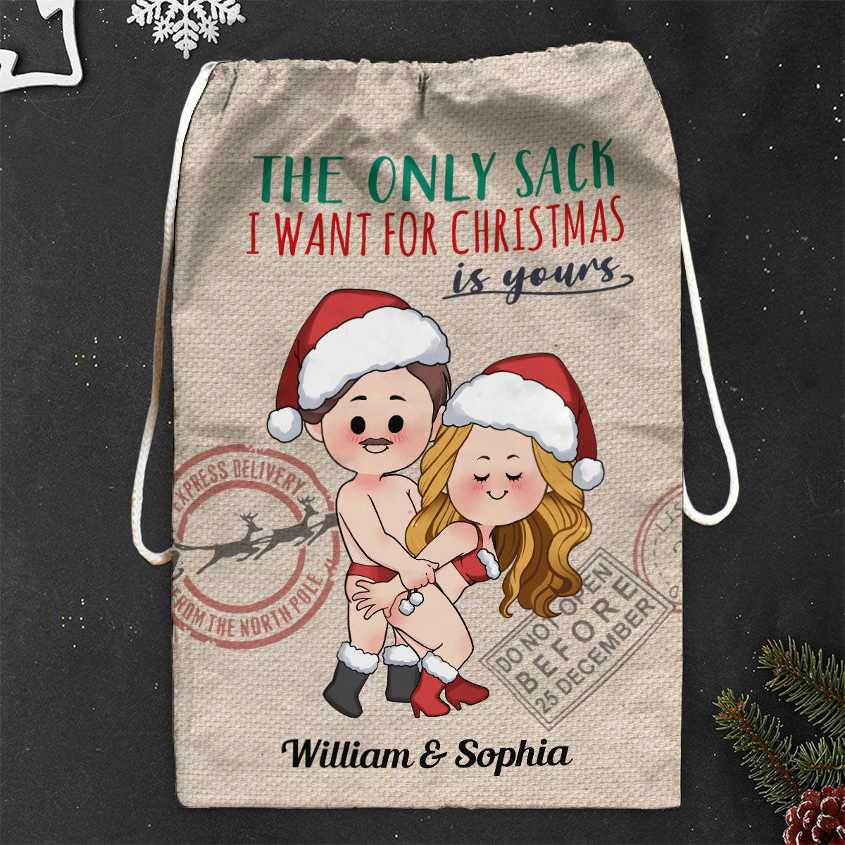 The Only Sacks I Want For Christmas - Personalized Couple Christmas Gift Bag