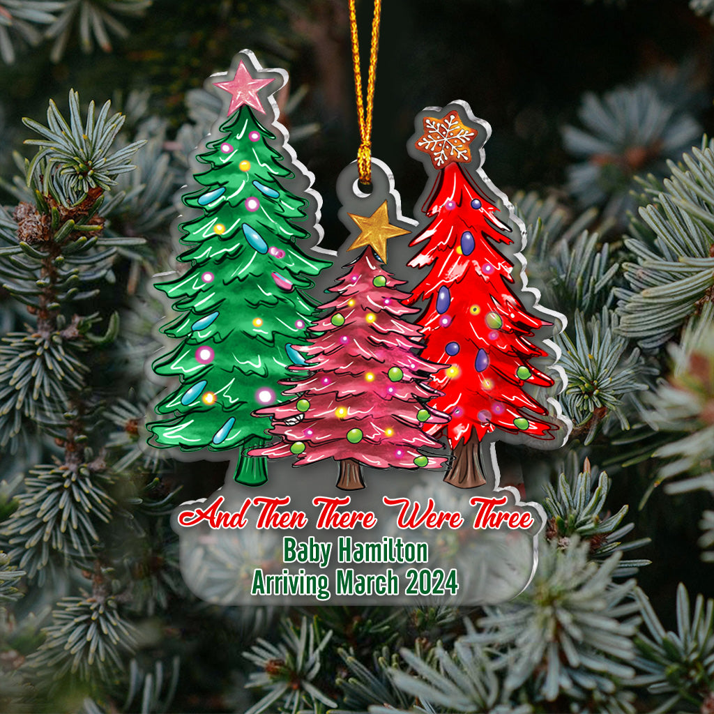 Et puis il n'en restait plus que trois - Ornement de grossesse transparent personnalisé