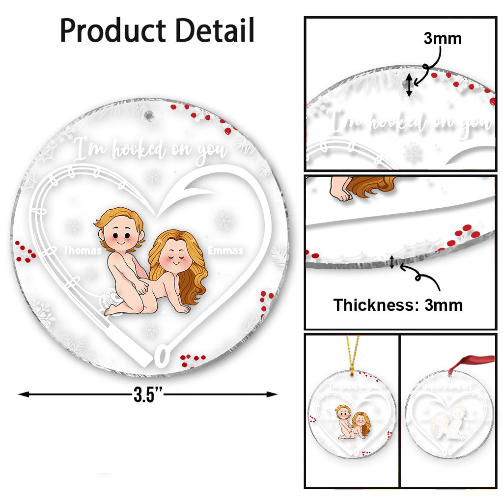 Je suis accro à toi - Ornement transparent de pêche personnalisé