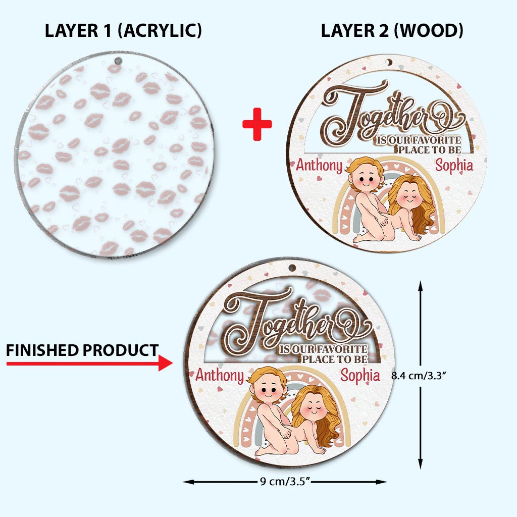 Together Is Our Favorite - Personalized Couple 2 Layered Piece Mix Ornament