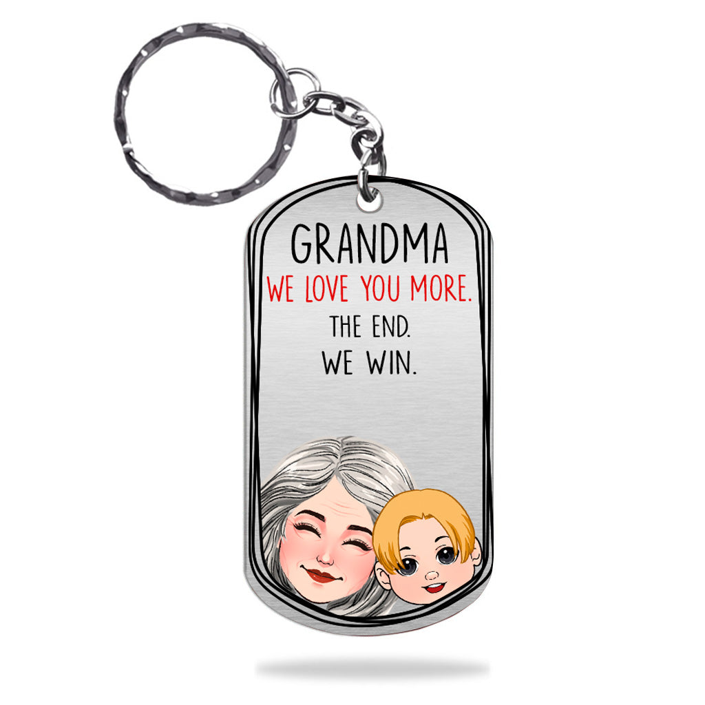 Dad I Love You More - Gift for dad, grandma, grandpa, mom, uncle, aunt - Personalized Stainless Steel Keychain