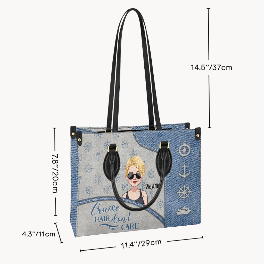 Cruise Hair Don't Care - Personalized Cruising Leather Handbag