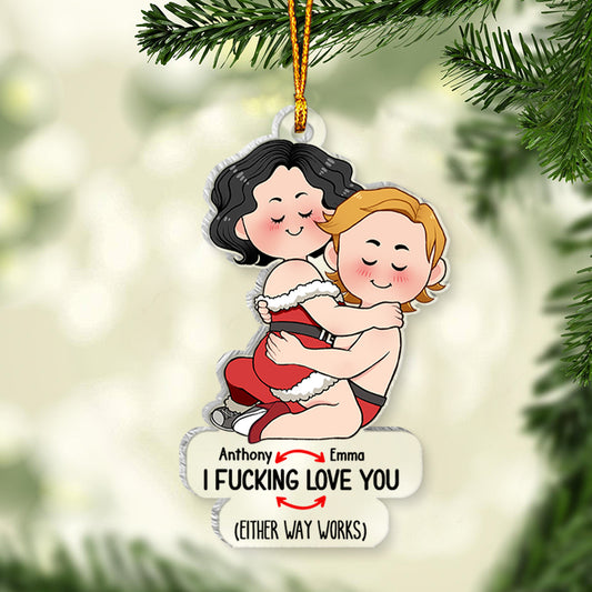 Je t'aime - cadeau pour petit ami, petite amie, femme, mari - Ornement transparent personnalisé