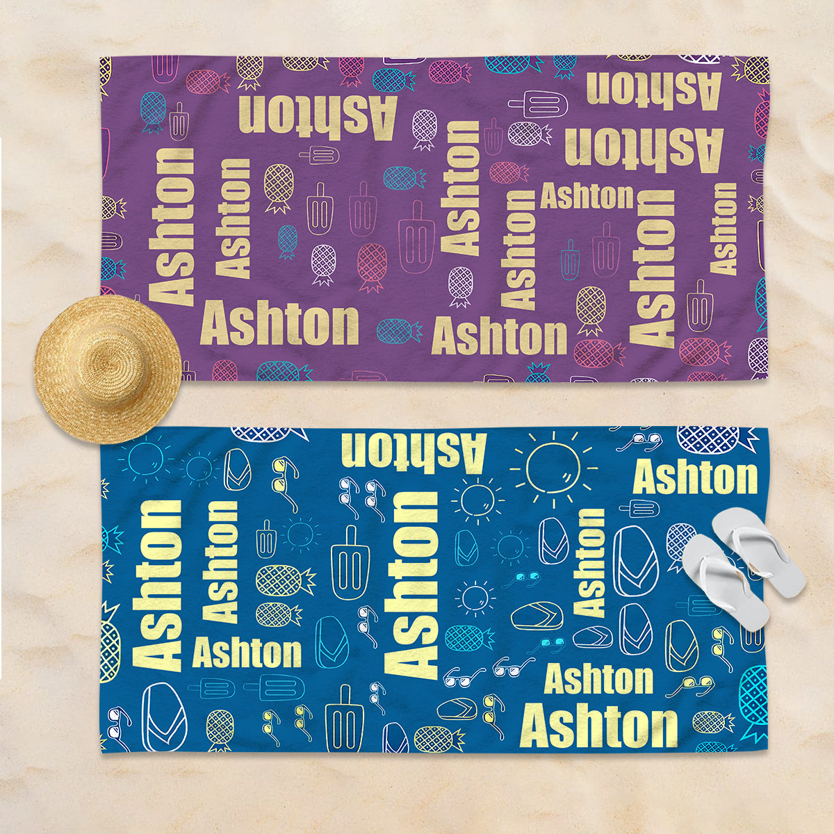 Serviette de plage personnalisée avec nom