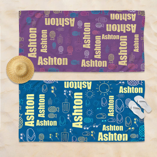 Serviette de plage personnalisée avec nom