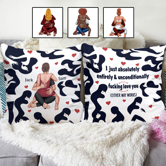 J'aime Lou absolument, totalement et inconditionnellement - Coussin décoratif personnalisé pour couple